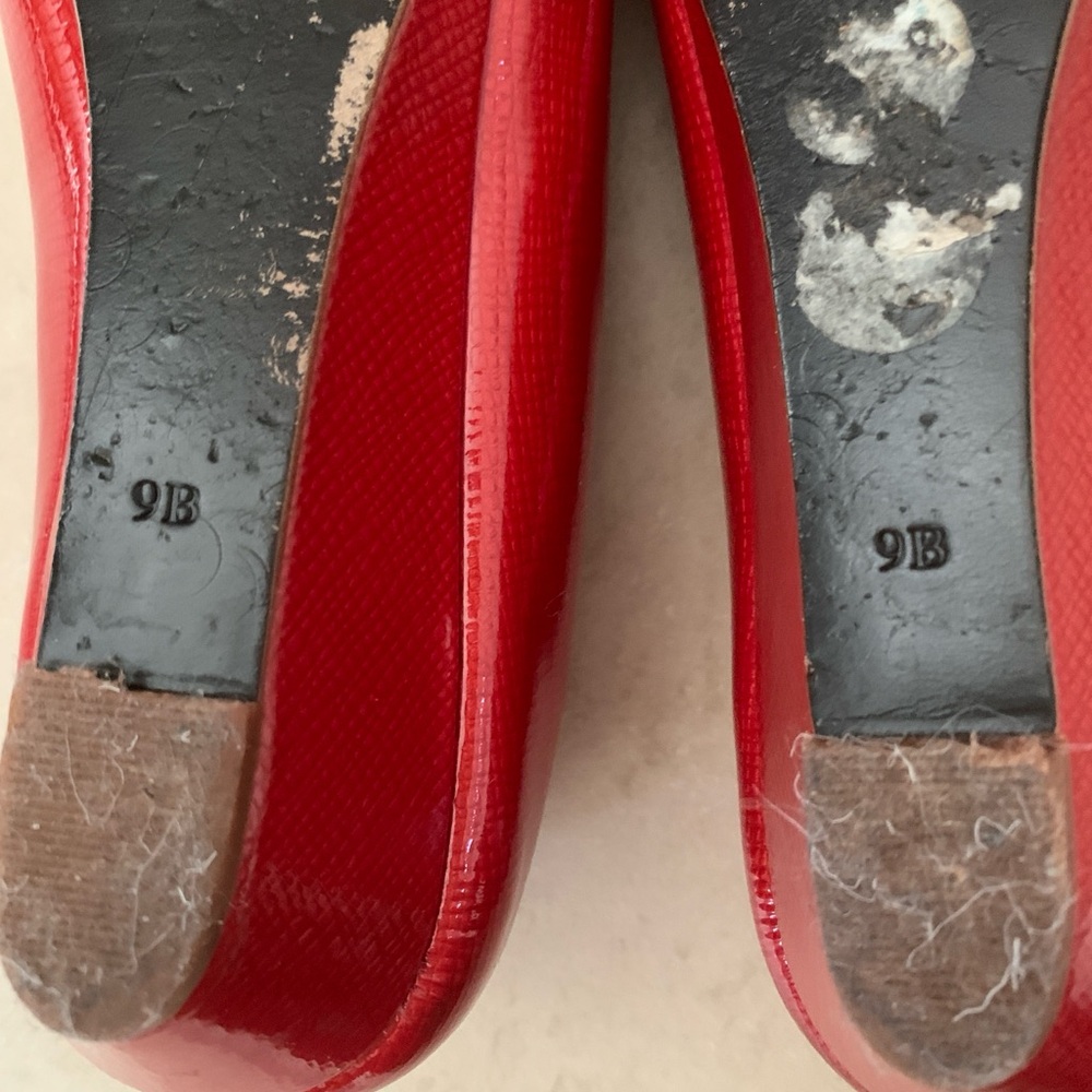 Cole Haan Red Patent Croc Embossed Peep Toe Flats Size 9B - Picture 5 of 8